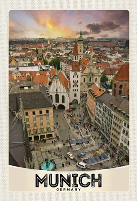 Produktbild von vianmo Holzschild 30x20 cm Aussblick auf München Deutschland Bildmotiv Reisemotiv Abenteuer Reisen