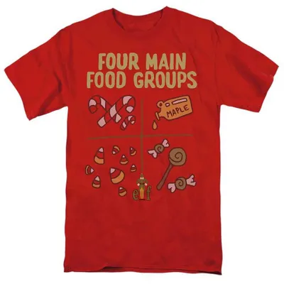 Productafbeelding van Elf - T-shirt "Four Food Groups" voor heren/dames, uni model, TV38997 (maat S) (rood)