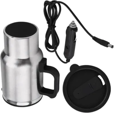 Image de tasse chauffante pour voiture 12V Grande capacité Tasse chauffante pour allume-cigarette en acier étanche pour véhicules