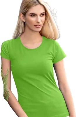 Produktbild von Tailliertes Damen-T-Shirt mit tiefem Ausschnitt, 100% Baumwolle, unbedruckt, einfarbig, 150g/m2, Farbe Apfelgrün, Größe S