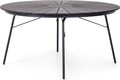 Produktbild von SKIVE runder Gartentisch, schwarz, Nonwood Tischplatte, pulverbeschichtetes Stahlgestell