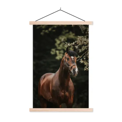 Produktbild von MuchoWow® Textilposter Pferd - Äste - Porträt 40x60 cm mit holzfarbenen Rahmen - Poster