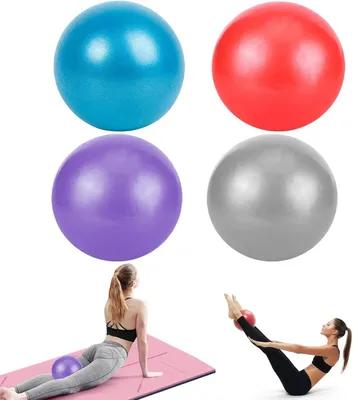 Produktbild von Kleine Gymnastikbälle, 4 Stück Pilates Bälle mit Aufblasbarem Strohhalm, Rutschfeste Soft Yoga Bälle für Balance, Physiotherapie und Core-Fitness