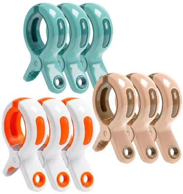Handtuchklemmen für Strandstühle, 9 Stück, Kunststoff, mehrfarbig