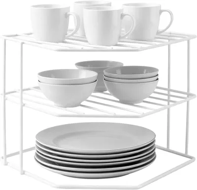 Produktbild von Küchen-Eckregal, Metall Küchenregal, Aufbewahrungsregal, 3 Etagen Gewürzregal Organizer für die Arbeitsplatte, Industrial Design, 22,5×22,5×19,5 cm