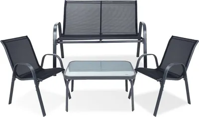 Produktbild von Gartenmöbel-Set: 2 Sessel, 1 Tisch, 2-Sitzer-Sofa für 4 Personen