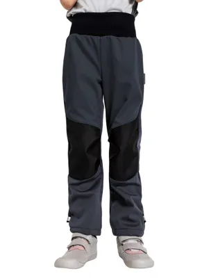 Obrázok produktu pre Unuo, Detské softshellové nohavice s fleecom Flexi, Tm. Grey, Dark. Grey - 122/128