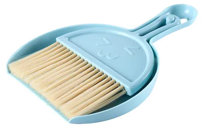 Immagine prodotto di Piccolo set di scopa e paletta, mini tastiera portatile, laptop per la pulizia di scrivanie e uffici, colore blu