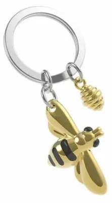 Image de Porte-clés 3D en forme d'abeille avec ruche - Metalmorphose