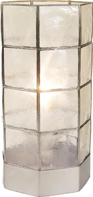 Produktbild von Näve Leuchten Muscheltischleuchte "Shell" Muscheltischleuchte "Shell" Tischleuchten - Muscheltischleuchte "Shell", Tischlampe aus Muschel in silber, 24 cm hoch, Ø 12 cm, E27-Fassung