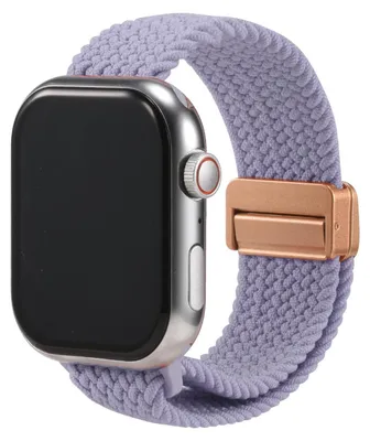 Produktbild von Nylon Loop Ersatzarmband für Apple Watch 1 2 3 4 5 6 7 8 9 10 11 SE 1 2 3 mit 38/40/41/42mm Geflochtenes Textilarmband Nebelviolett Verstellbares Smartwatch Armband Größe Universal
