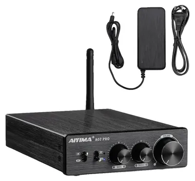 Obrázek produktu pro Bluetooth zesilovač, výstupní výkon 300 W × 2, 2.0 kanál, vstupy RCA a Bluetooth, s napájením 48 V DC a zástrčkou EU