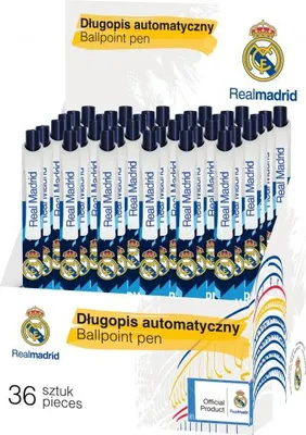 Zdjęcie produktu dla Biros 0.7mm REAL MADRID, niebieski, podstawka, 201018001