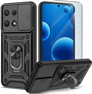 Zdjęcie produktu dla Etui Do Xiaomi Redmi Note 13 Pro 4G Pancerne Slide Ring Case + Szkło 9H