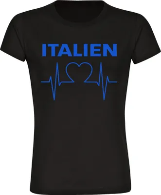Produktbild von multifanshop Damen T-Shirt - Italien - Herzschlag, schwarz, Größe S