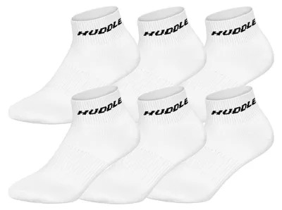 Produktbild von HUDDLE Uni Quarter-Socken, 6er Pack - Basic, Logo, Quarter, Sportsocken, einfarbig Weiß 43-46