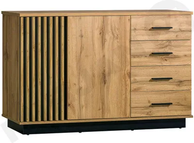 Produktbild von MIRJAN24 Kommode Piater 06 2D4S, Stilvoll Sideboard, Industrial Highboard, Loft Kollektion (Farbe: Wotan Eiche / Schwarz)