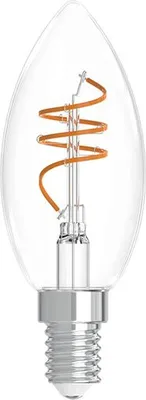 A clear, studio shot of an LED candle light bulb.