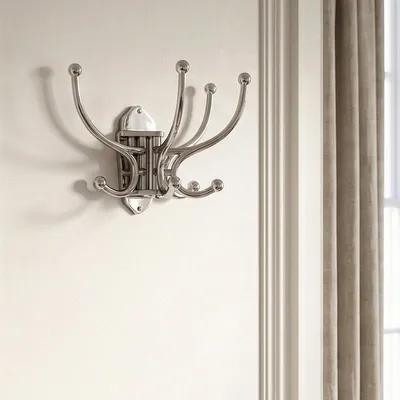 Produktbild von Garderobenhaken aus Aluminium, vernickelt, 5-armig, B.42 cm