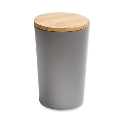 Produktbild von KESPER Vorratsdose, Kunststoff mit Bambusdeckel, grau, Ø 11,5 cm, Höhe: 18,7 cm, 32601