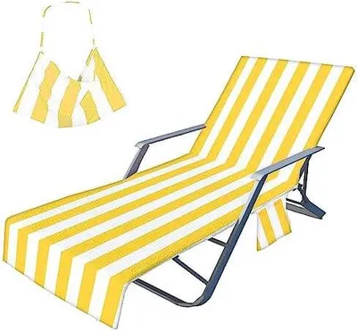 Produktbild von FANSU Schonbezug für Gartenliege, Frottee Handtuch für Sonnenliege Mikrofaser Schnelltrocknend Strandhandtuch mit 2 Taschen, Strandtuchfür Schwimmbäder, Strände, Gartenhotels(75x210cm)