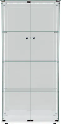 Immagine prodotto di UnboxG Vetrina a pavimento Vetrina a 4 strati Vetrina moderna con serratura e 2 ante, luce LED, Vetrina di vetro Vetrina per oggetti da collezione Vetrina di vetro per libri Vino