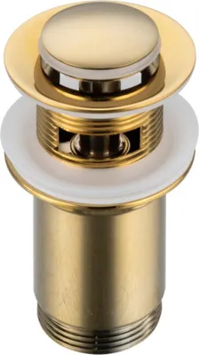 Zdjęcie produktu dla BALNEO Korek Umywalkowy Klik Klak Mosiężny z Przelewem, Złoty Połysk, Okrągły, Ø62mm, G1 1/4, Uniwersalny, Łatwe Użycie, Odporny na Korozję