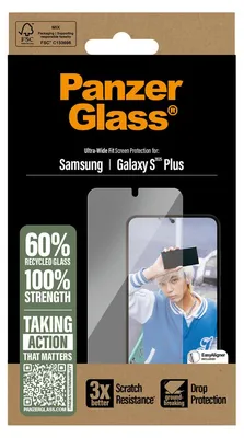 Productafbeelding van PanzerGlass Ultra-Wide Fit Anti-Bacterial Screenprotector voor de Samsung Galaxy S25 Plus