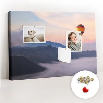 Produktbild von Korkwand mit Stecknadeln – Schwarzes Schild mit Stecknadeln für Fotos und Notizen – 60x40 cm – 100 Stück Metall-Stecknadeln