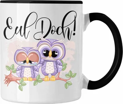 Produktbild von Trendation - Eul Doch Eulen Tasse Geschenk Frauen Eulenliebhaber Fans (Schwarz)