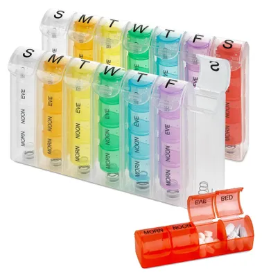 Image de Organisateur de pilules hebdomadaire (paquet de 2) pour médicaments et vitamines