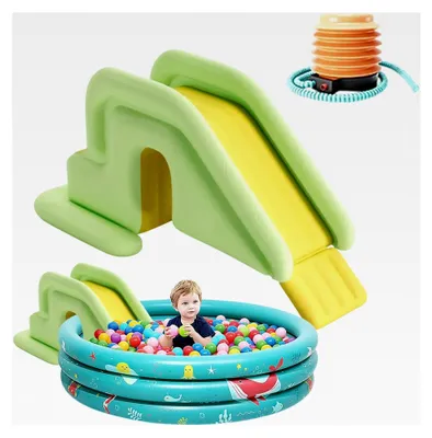 Produktbild von Aufblasbare Wasserrutsche für Kinder | Spaßiges Outdoor-Wasserpark-Spielzeug | Wasserrutschen für aufblasbare Pools für Erdwasser- oder Bodenpools