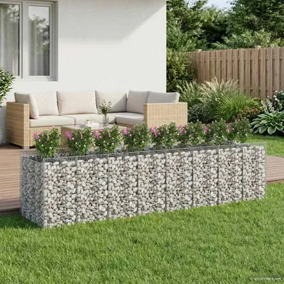 Obrázok produktu pre Maison Exclusive – Gabionový vyvýšený záhon, 4 ks, strieborný