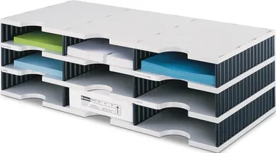Produktbild von Sortierablage Trio 24 Fächer H573xB723xT331mm Polystyrol grau/schwarz STYRO