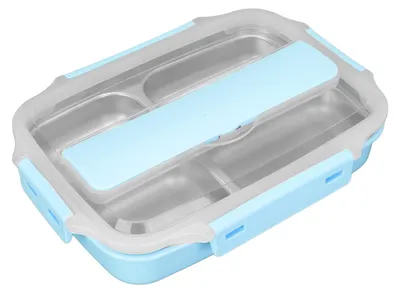 Bento Box 4 Fächer Edelstahl isoliert auslaufsicher blau