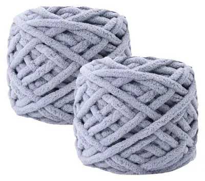 Immagine prodotto di Filato di lana grossa, 190g (2 gomitoli da 95g), circa 88 metri, colore grigio chiaro