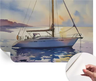 Produktbild von Selbstklebende Wandtapete - Dekorative Tapete für Wohnzimmer - Klebefolie für Wandbilder - Tapetenfolie für Wanddekoration - 104x70 cm - Segelboot West
