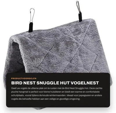 Produktbild von Hängematte mit Ständer - Hängematte für Vögel - Plüsch-Hängematte - Vogelbett - Warmes Schlafhaus - Bequem und weich - Vogelnest