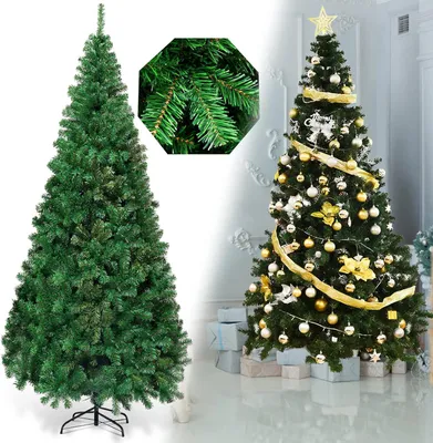 Obrázok produktu pre COSTWAY 240 cm umelý vianočný stromček, vianočný stromček s kovovým stojanom, vianočný stromček s PVC ihlami, umelý vianočný stromček ideálny pre domácnosti, kancelárie, obchody a hotely, zelený