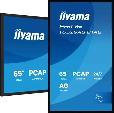 Produktbild von iiyama T6529AS-B1AG, Kiosk-Design, 163,8 cm (64.5"), LED, 3840 x 2160 Pixel, WLAN, 24/7