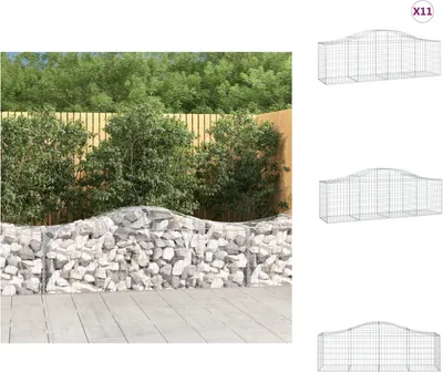 Produktbild von vidaXL Gabionen mit Hochbogen 11 Stk. 200x50x60/80 cm Verzinktes Eisen -  Blumentöpfe & Pflanzgefäße