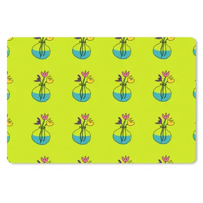 Produktbild von MuchoWow® Schreibtischunterlage Blumen - Vasen - Muster 60x40 cm - XXL Mauspad - Großes Mauspad