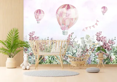 Zdjęcie produktu dla DECO WALLS Fototapete Kinderzimmer Wiese und Luftballons - Außergewöhnliche Haltbarkeit XXL 197x296 cm