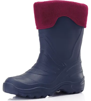 Image de Ladeheid Enfants Filles Garçons Bottes de pluie thermo Eva doublées LA-861 (Bleu295c/Rose, 26/27)