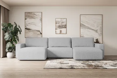 Produktbild von ALTDECOR Ecksofa mit Schlaffunktion und Bettkasten Corner Sofa Eckcouch Couch U-Form universal, links/rechts Schlafcouch Ausziehbar Wohnlandschaft Schlafsofa KLEEA-U - 347x143x83cm Hellgrau