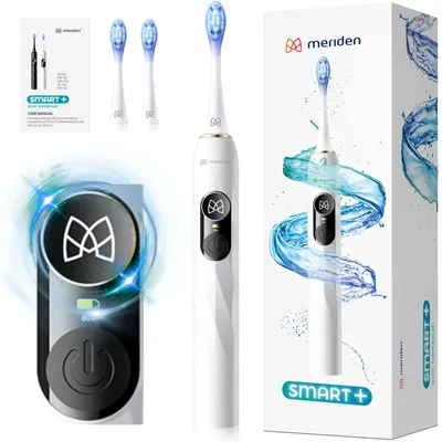 Image de Meriden Smart+ White – brosse à dents électrique sonique avec 5 modes, LED, 84 000 mouvements soniques, multilingue, durable, avec batterie longue dur