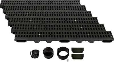 Produktbild von Entwässerungsrinne Höhe 60mm Kunststoff 6m, Stegrost, Classic Schwarz