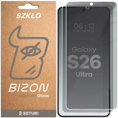 Produktbild von 2x Gehärtetes Glas mit Privatschutzfilter für Galaxy S26 Ultra, Bizon Glass Clear Shadow Duo, getönt