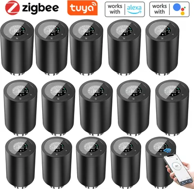 Produktbild von 15X Smart Heizkörperthermostate Thermostatventil Heizkoerperventil APP-Steuerung Kompatibel mit Alexa Google Assistant Kindersicherung Thermostat Heizung LED-Anzeige,Schwarz