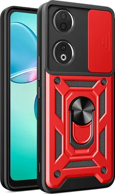 Produktbild von Hülle für Honor 90 mit Ring Ständer Halter Dia Kameraschutz TPU PC Hybrid Handyhülle Rot
